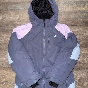 Cozy Kids' Puffer Jacket in Purple and Gray